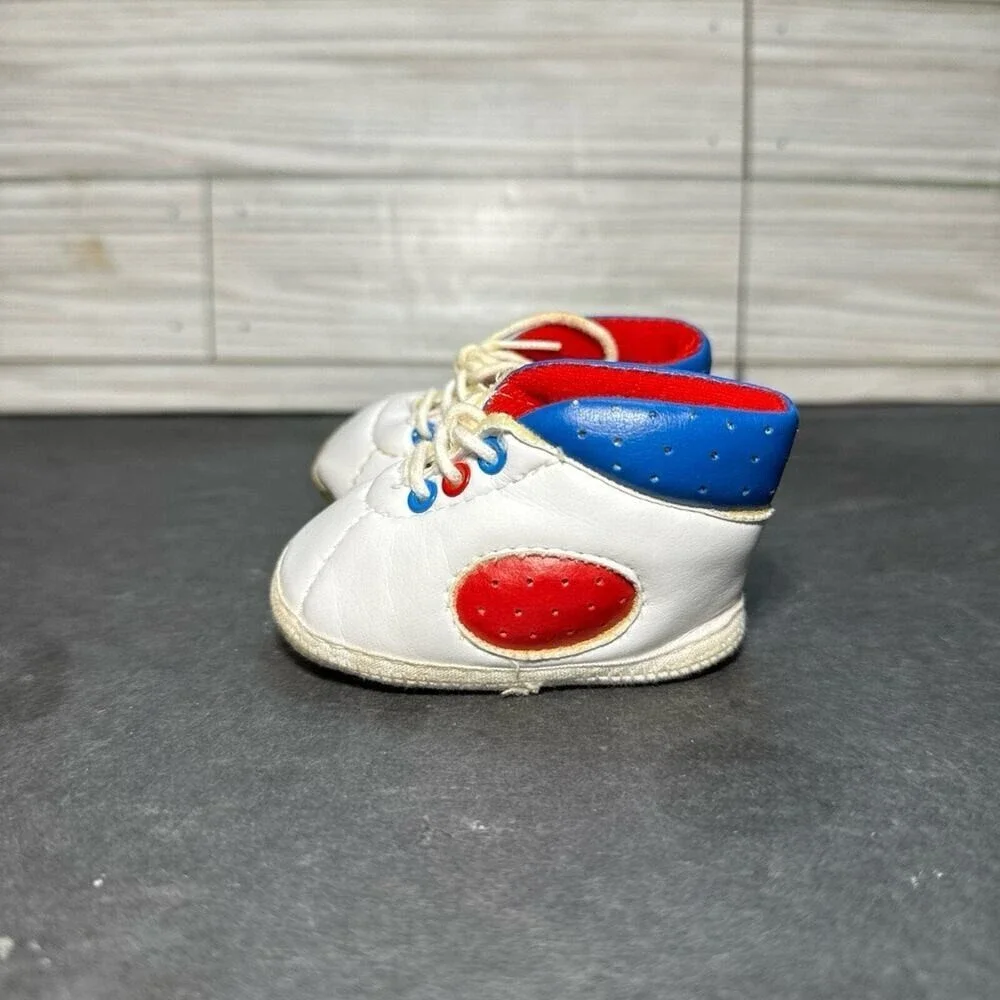 Mothercare Newborn Baby Shoes Vintage White Red Blue Baby Boys Size 3 Months‎
